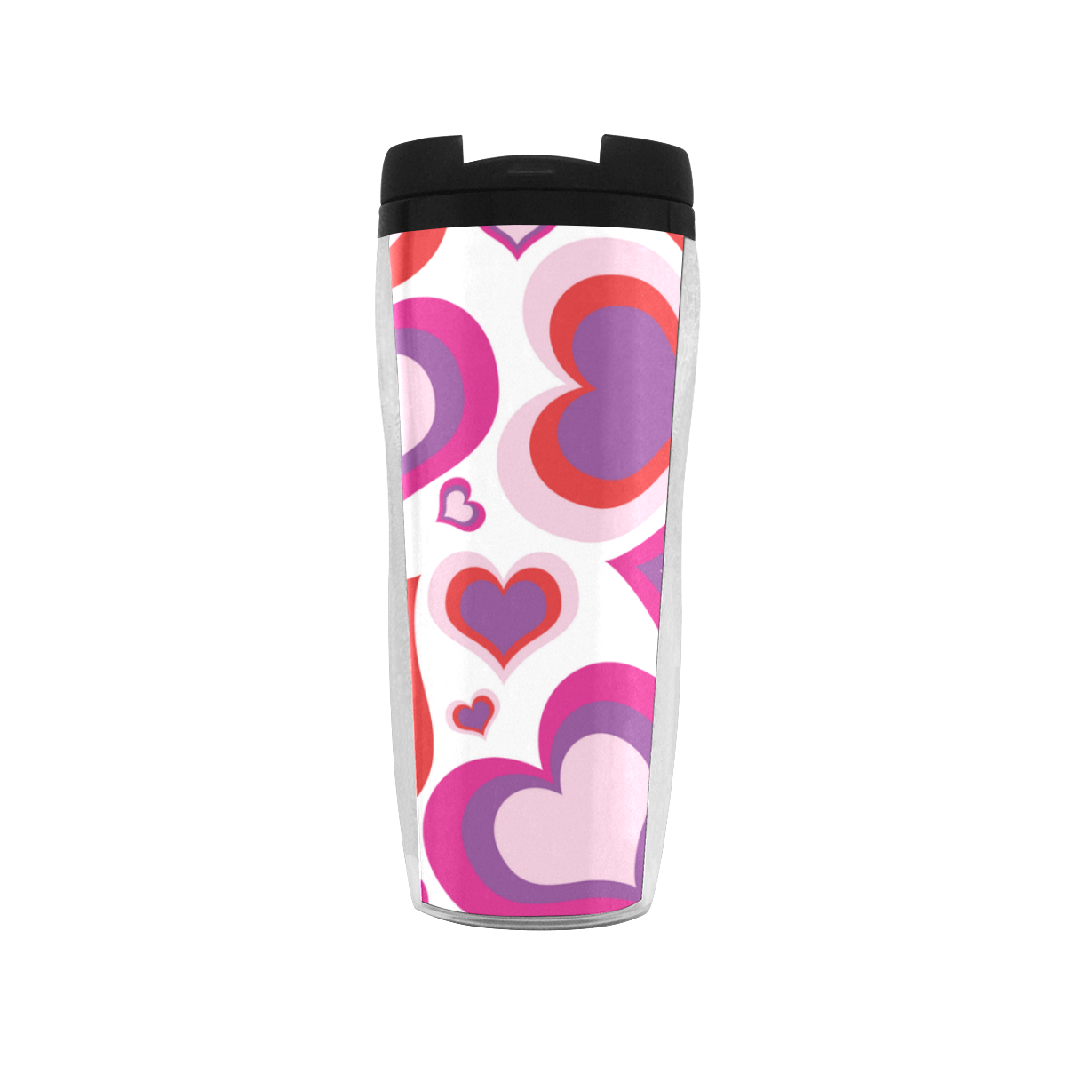 PURPLE AND PINK HEARTS Reusable Coffee Cup (11.8oz)