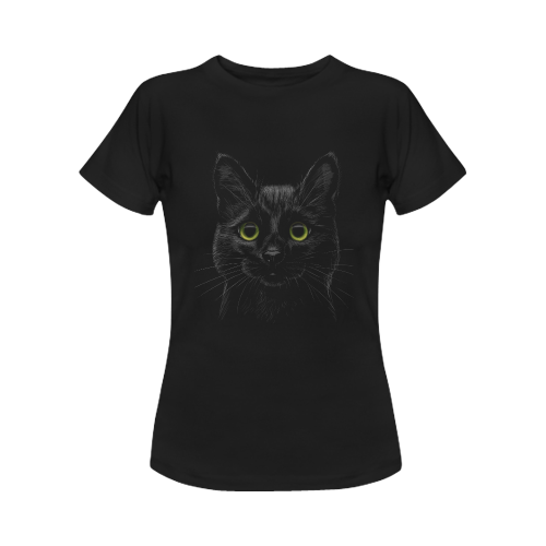 Black Cat Women's T-Shirt in USA Size (Front Printing Only)