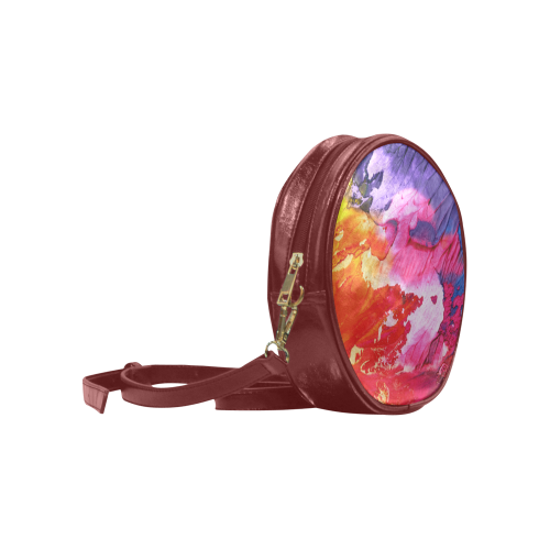 Red purple paint Round Sling Bag (Model 1647)