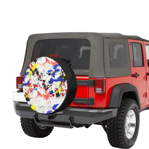 Blue and Red Paint Splatter 32 Inch Spare Tire Cover