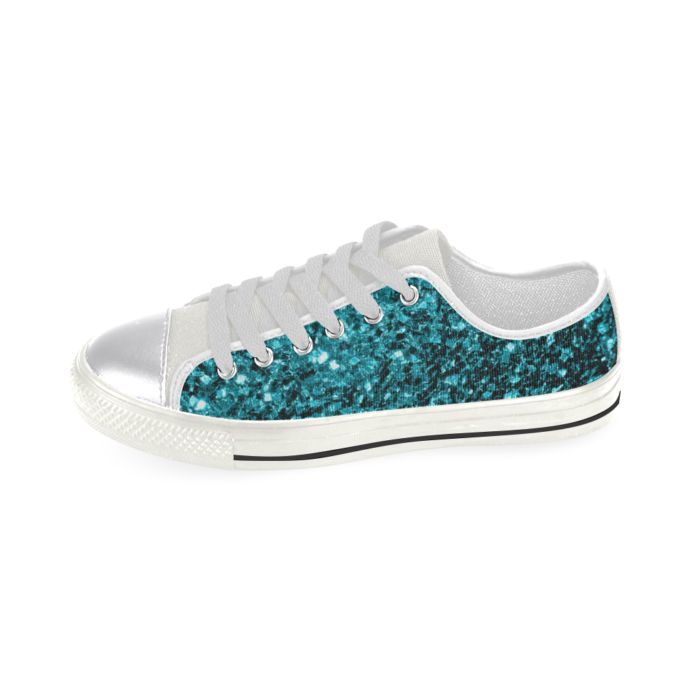 Beautiful Aqua blue glitter sparkles Women's Classic Canvas Shoes (Model 018)