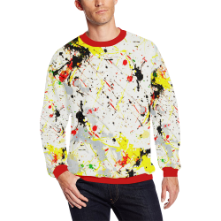 Yellow & Black Paint Splatter All Over Print Crewneck Sweatshirt for Men/Large (Model H18)