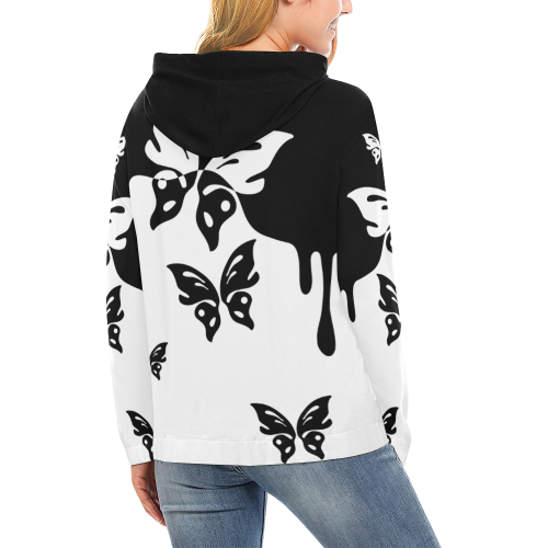 Animals Nature - Splashes Tattoos with Butterflies All Over Print Hoodie for Women (USA Size) (Model H13)