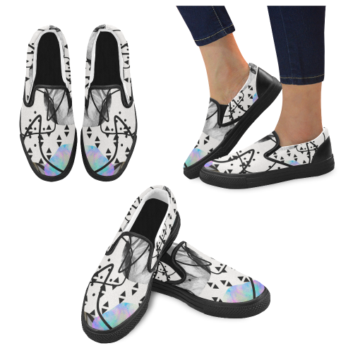 minimal art Women's Slip-on Canvas Shoes (Model 019)