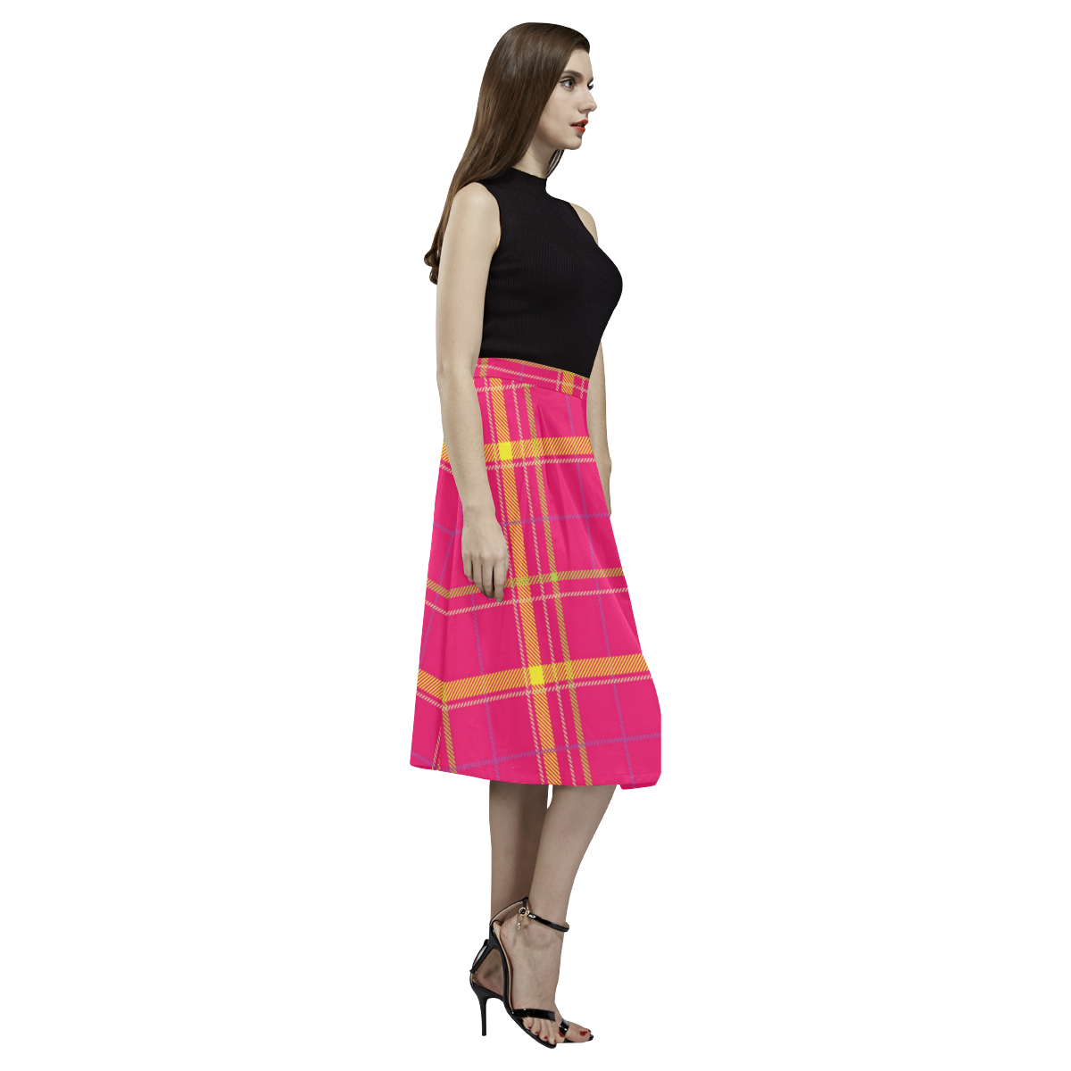 PLAID IN PINK Aoede Crepe Skirt (Model D16)