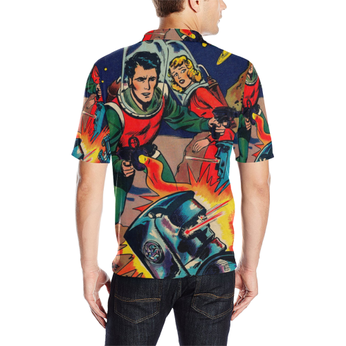 Battle in Space Men's All Over Print Polo Shirt (Model T55)