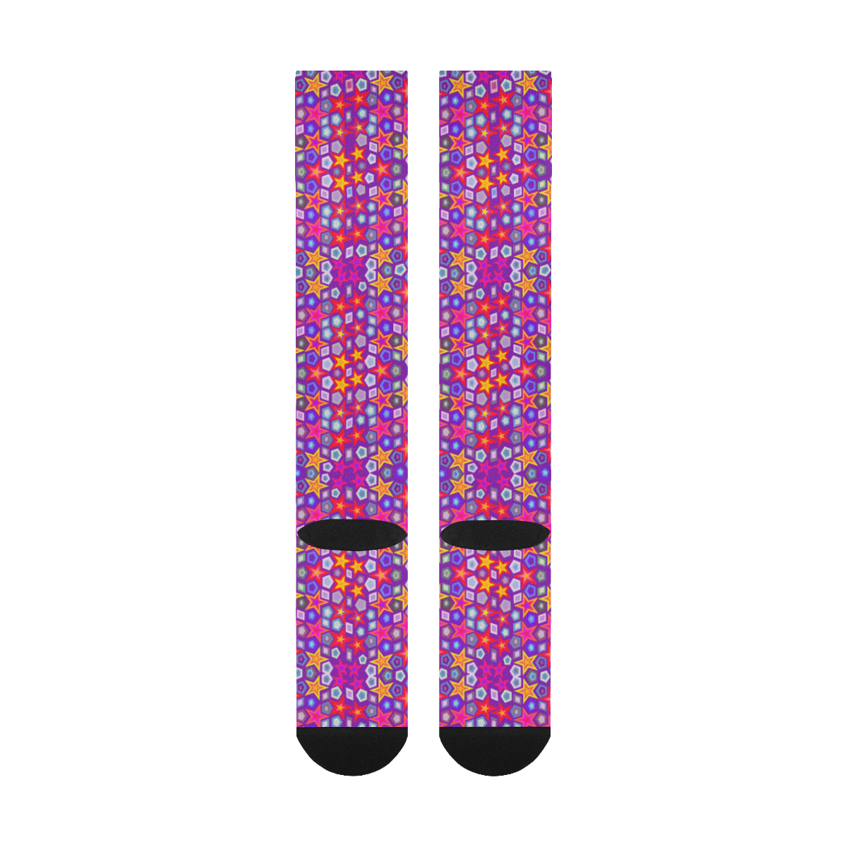 Stars on Dark Purple Over-The-Calf Socks