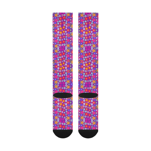 Stars on Dark Purple Over-The-Calf Socks