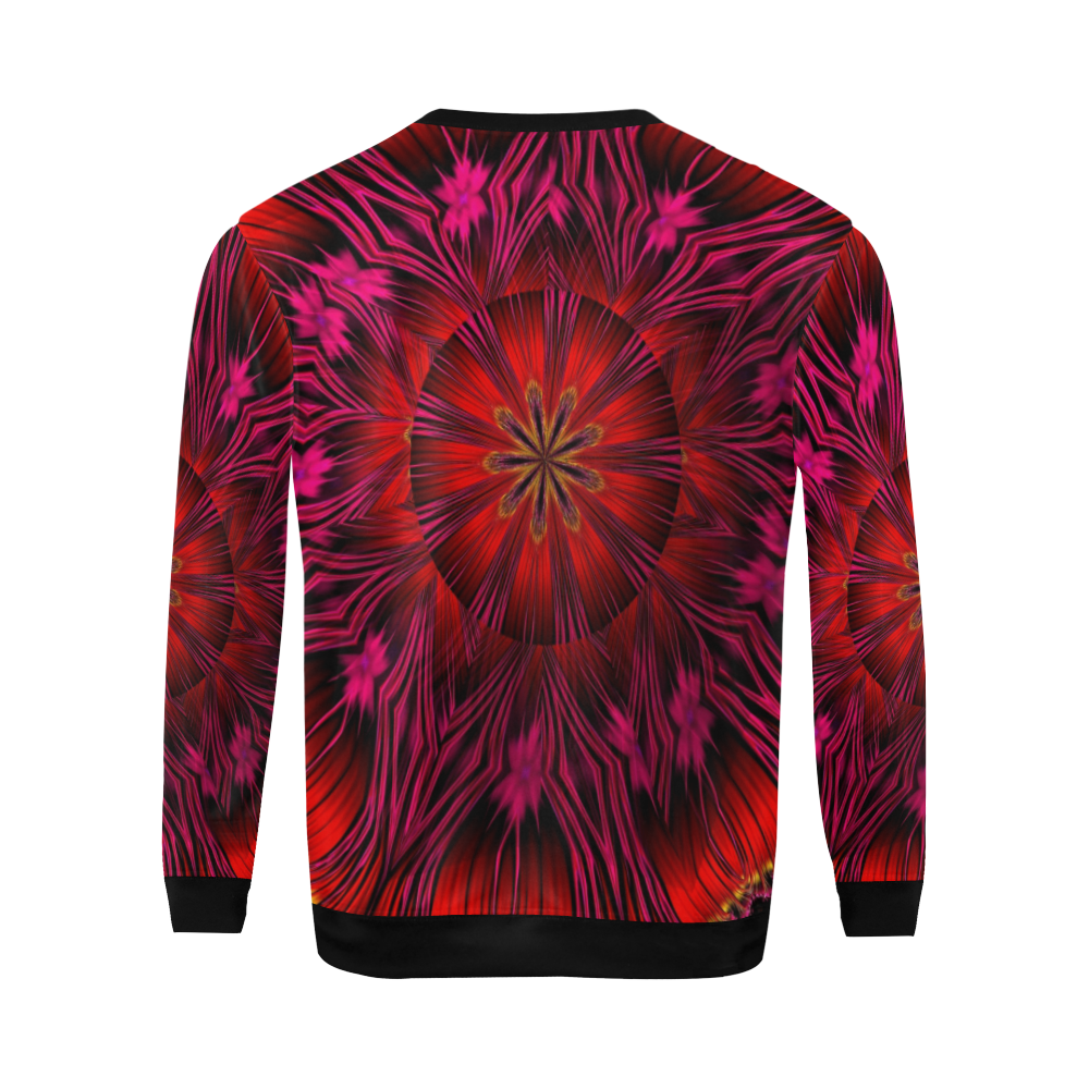 Sunset Solar Flares Fractal Mandala Abstract All Over Print Crewneck Sweatshirt for Men/Large (Model H18)