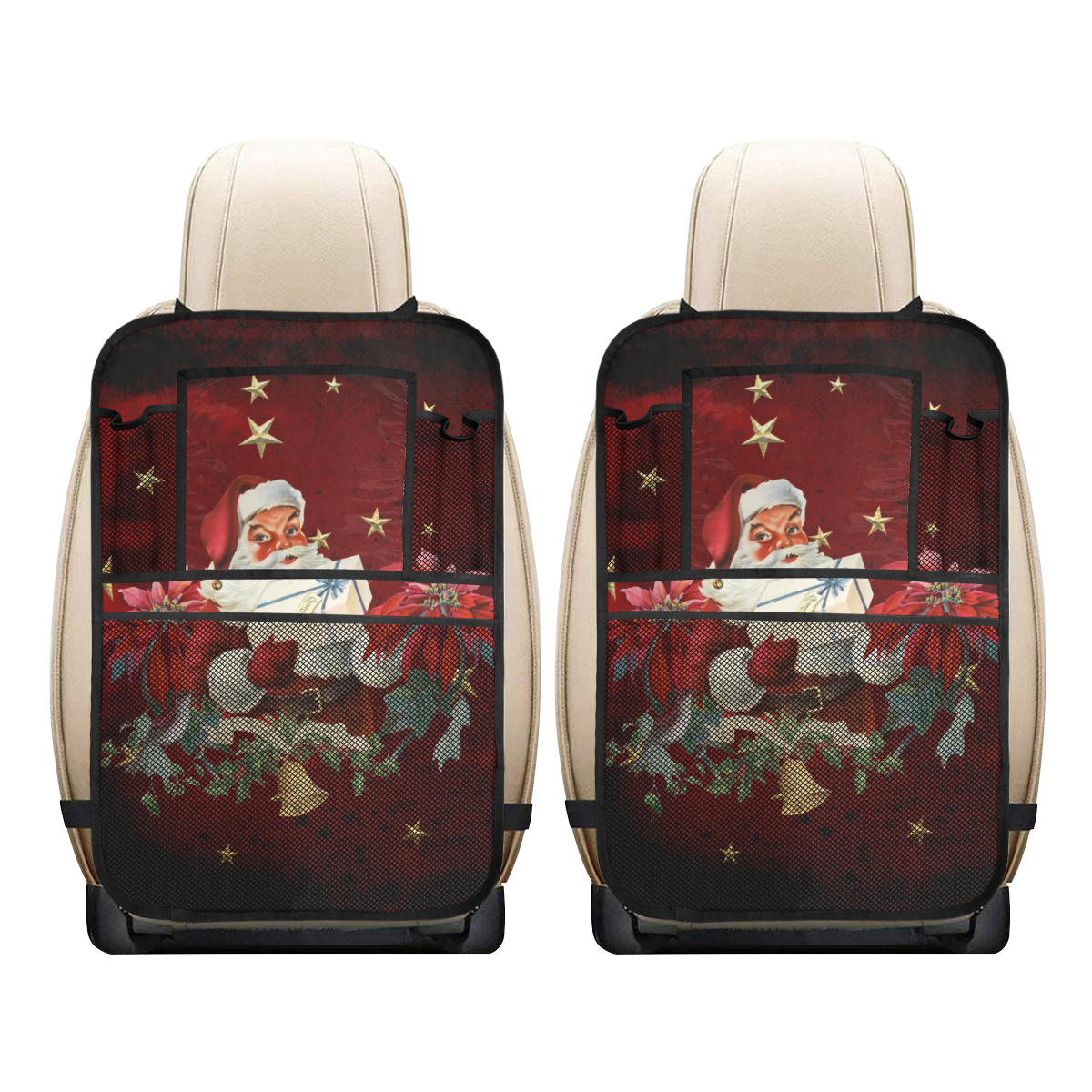 Santa Claus with gifts, vintage Car Seat Back Organizer (2-Pack)
