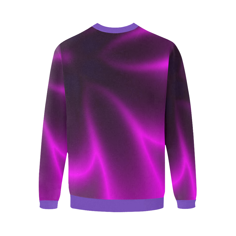Purple Blossom Men's Oversized Fleece Crew Sweatshirt (Model H18)