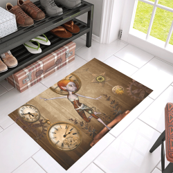 Steampunk girl, clocks and gears Azalea Doormat 30" x 18" (Sponge Material)