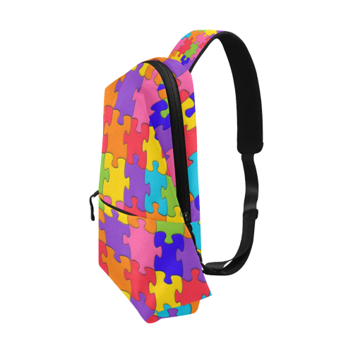 Rainbow Jigsaw Puzzle Chest Bag (Model 1678)