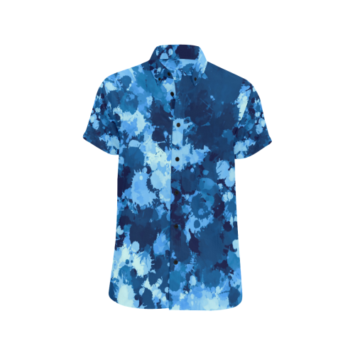 Blue Paint Splatter Men's All Over Print Short Sleeve Shirt (Model T53)