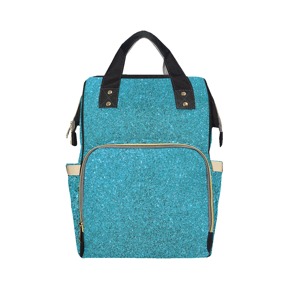 Turquoise Glitter Multi-Function Diaper Backpack/Diaper Bag (Model 1688)