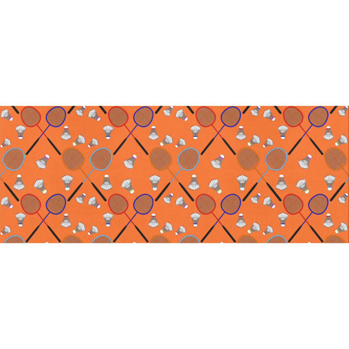 Badminton Rackets and Shuttlecocks Pattern Sports Orange Gift Wrapping Paper 58"x 23" (2 Rolls)
