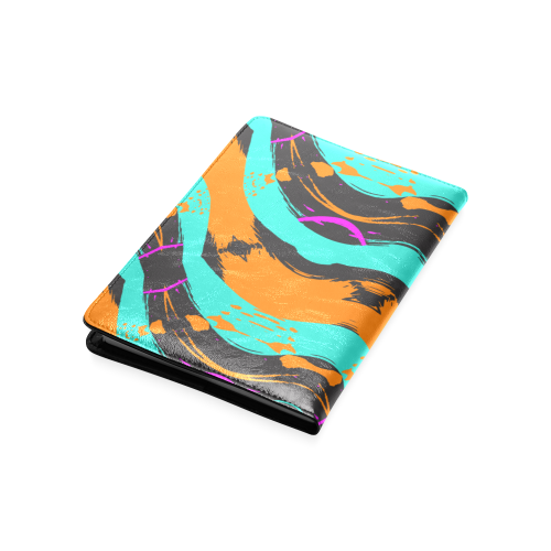 Blue orange black waves Custom NoteBook A5