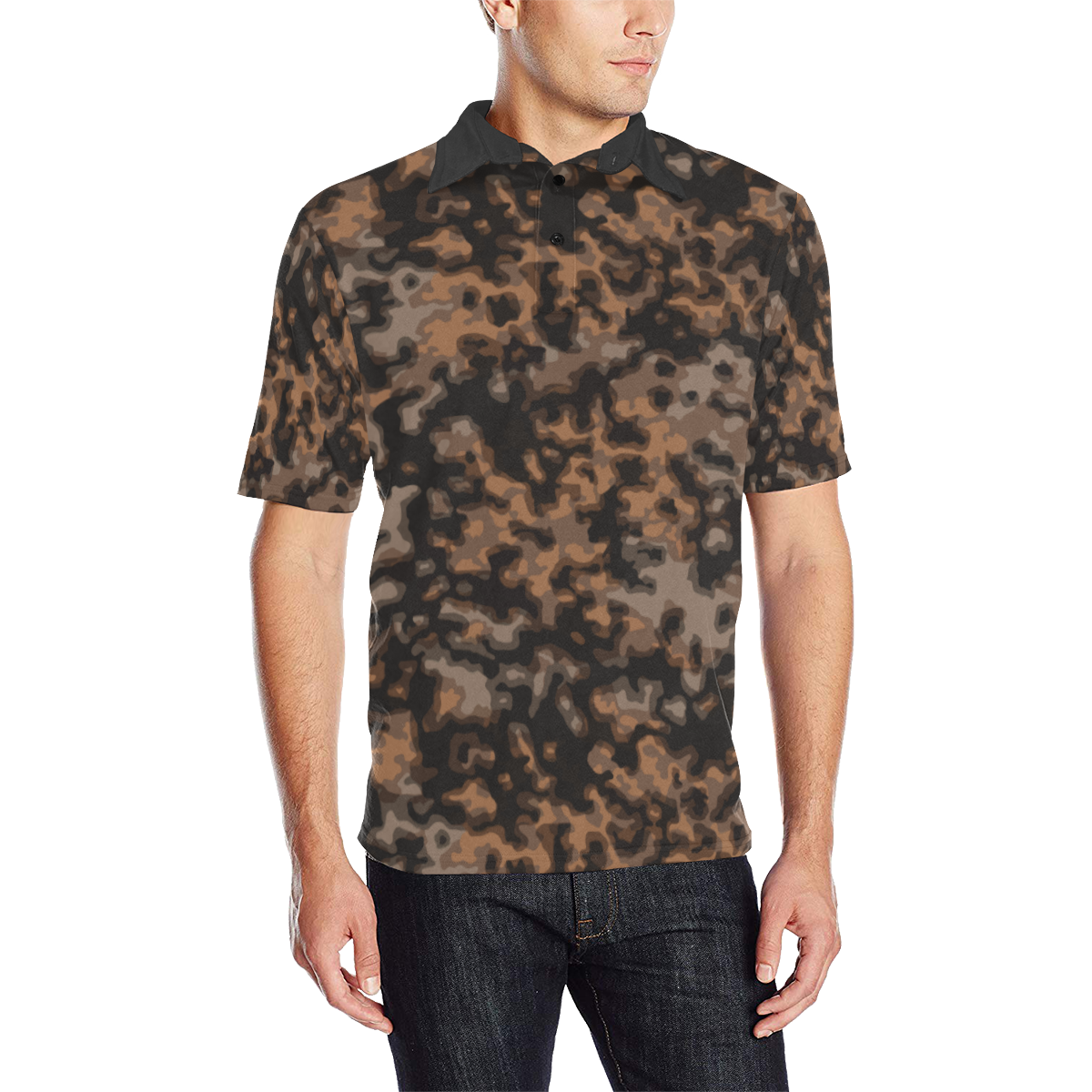 rauchtarn autumn camouflage Men's All Over Print Polo Shirt (Model T55)