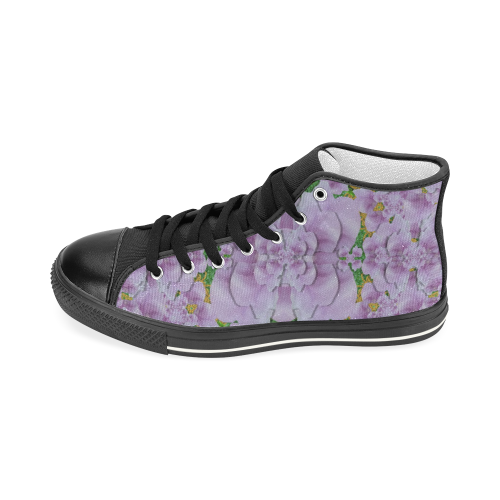 fauna flowers in gold and fern ornate Men’s Classic High Top Canvas Shoes (Model 017)