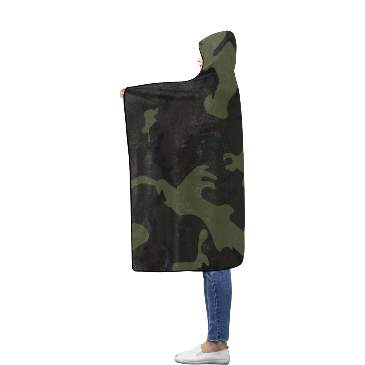 Camo Green Flannel Hooded Blanket 56''x80''