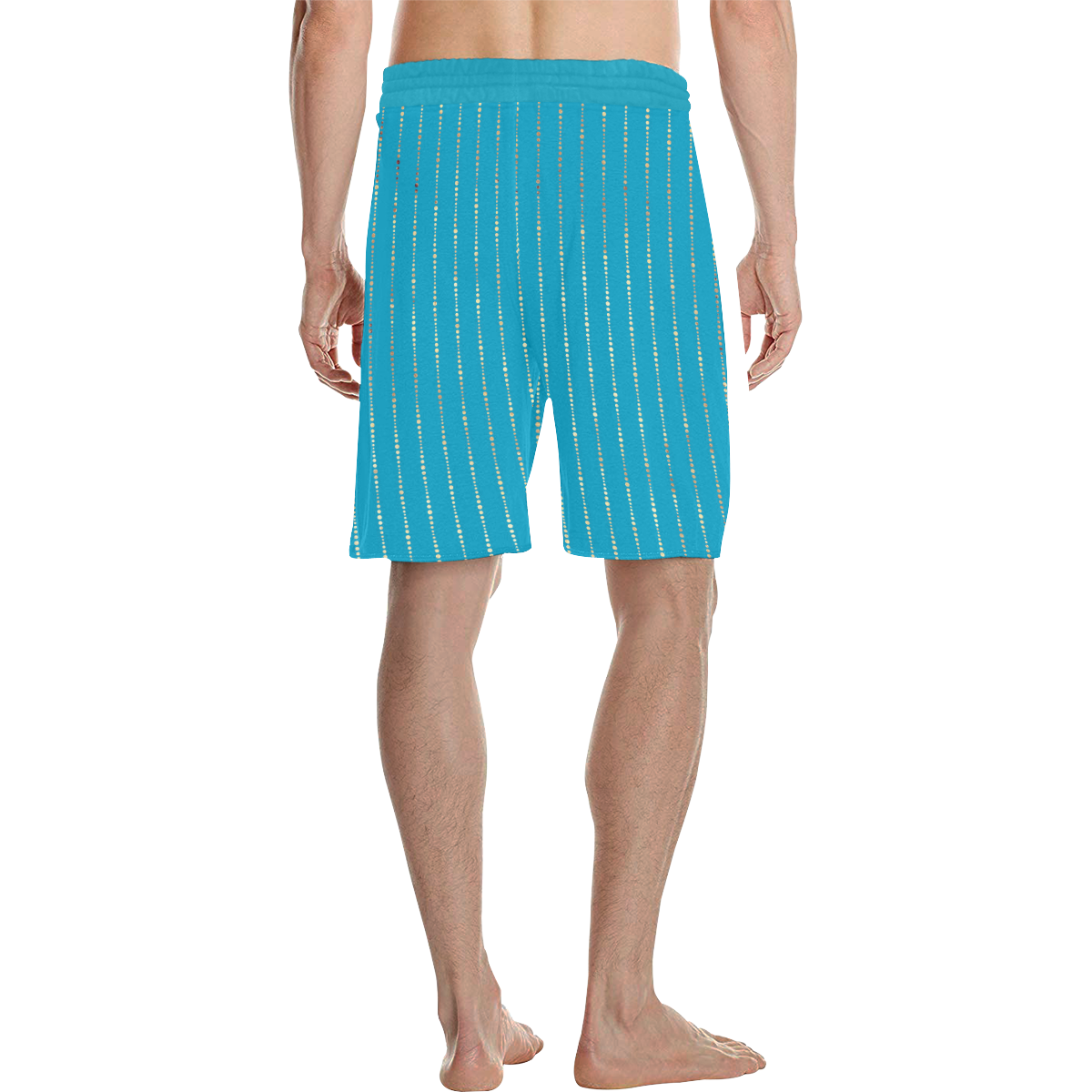 Marcelo golden stripes on Bahama blue Men's All Over Print Casual Shorts (Model L23)