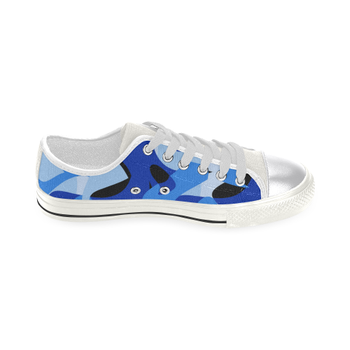 Camouflage Abstract Blue and Black Women's Classic Canvas Shoes (Model 018)