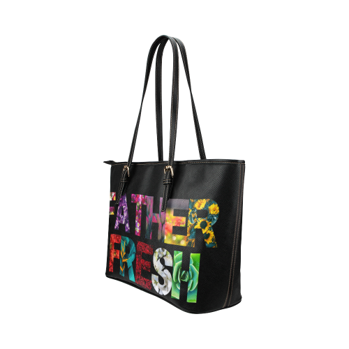 Father Fresh Floral Leather Tote Bag/Large (Model 1651)