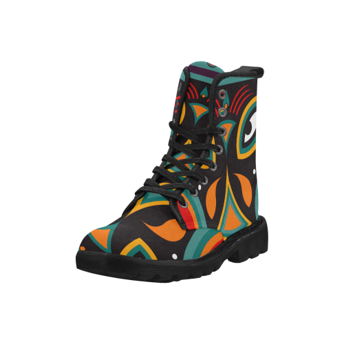 ceremonial tribal Martin Boots for Women (Black) (Model 1203H)