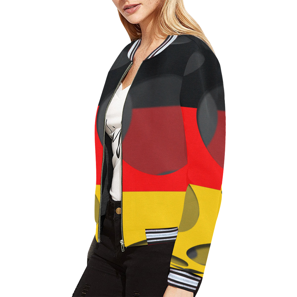 The Flag of Germany All Over Print Bomber Jacket for Women (Model H21)