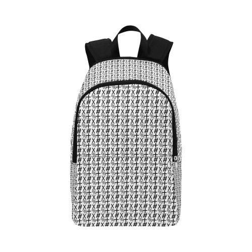 NUMBERS Collection Symbols White/Black Fabric Backpack for Adult (Model 1659)
