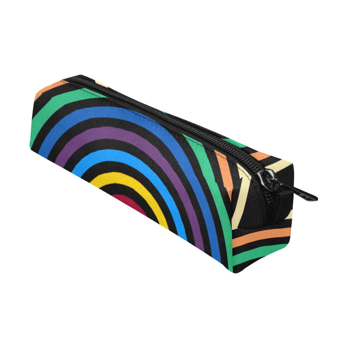 Rainbow Stripes Round Black Pencil Pouch/Small (Model 1681)