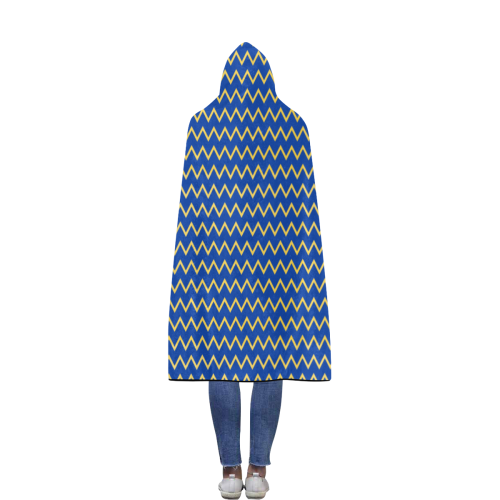chevron Jaune/Bleu Flannel Hooded Blanket 56''x80''