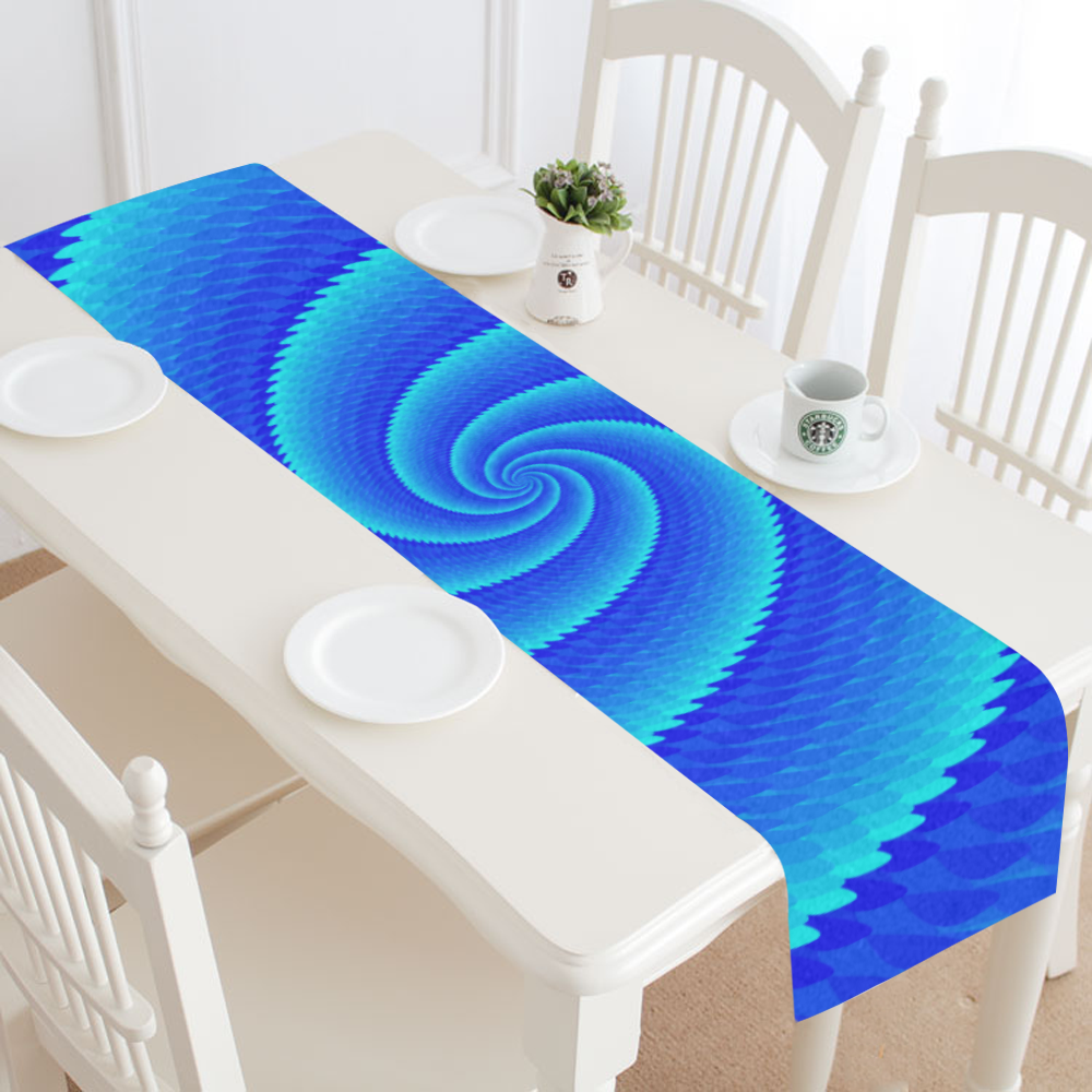 Blue spiralysis Table Runner 14x72 inch