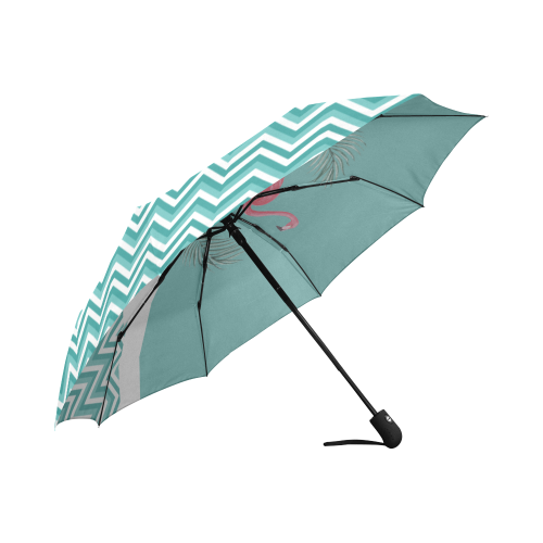 Retro Flamingo Chevron Auto-Foldable Umbrella (Model U04)