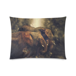 Pair of African Elephants in Cosmic Mystery Shroud Custom Zippered Pillow Case 20"x26"(Twin Sides)
