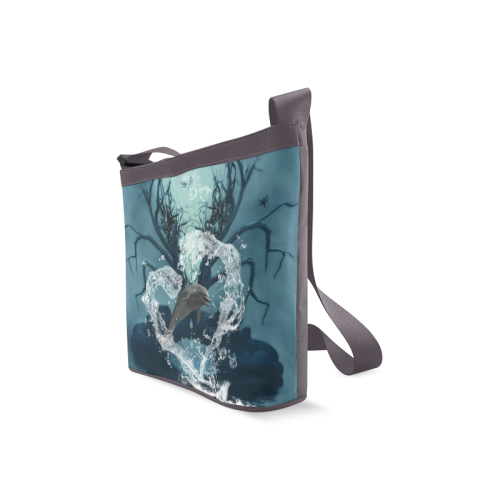Dolphin jumping by a heart Crossbody Bags (Model 1613)
