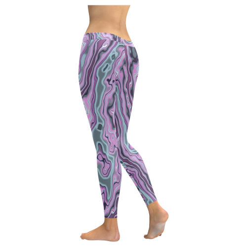 Purple marble Women's Low Rise Leggings (Invisible Stitch) (Model L05)