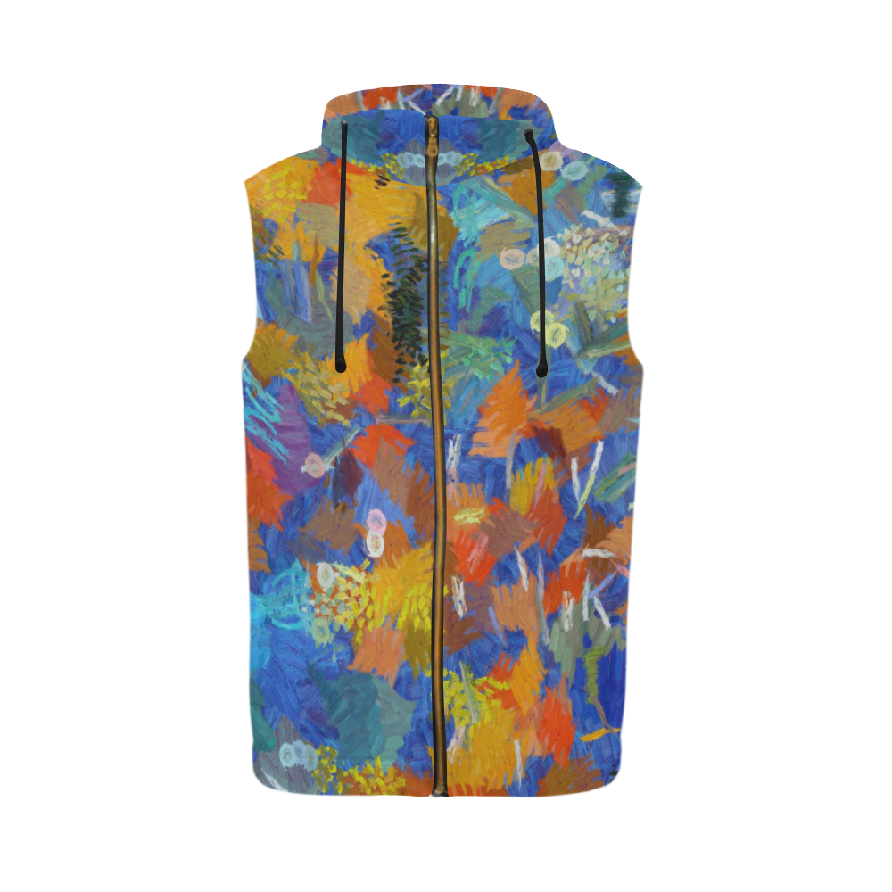 Colorful paint strokes All Over Print Sleeveless Zip Up Hoodie for Men (Model H16)