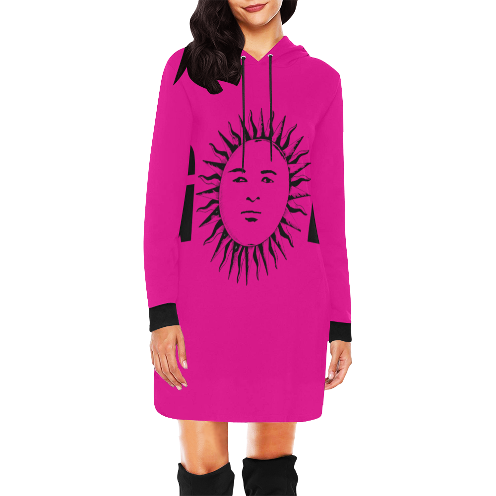 GOD Hoodie Dress Hot Pink All Over Print Hoodie Mini Dress (Model H27)