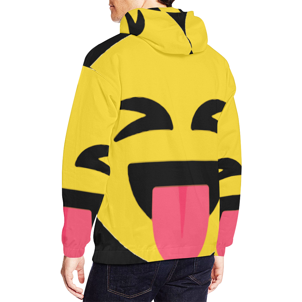 Rave Buddy Yellow Yuck Face All Over Print Hoodie for Men/Large Size (USA Size) (Model H13)