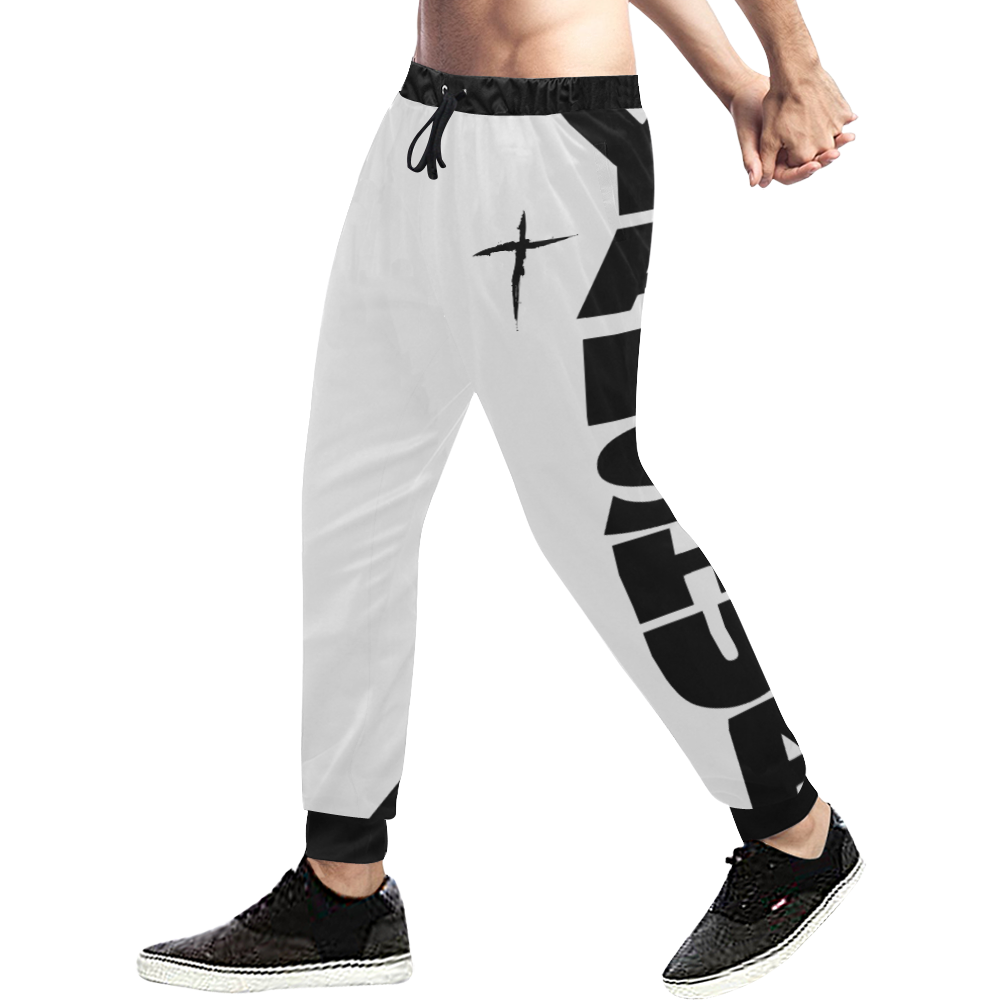 Yahshua Joggers (White) Men's All Over Print Sweatpants/Large Size (Model L11)