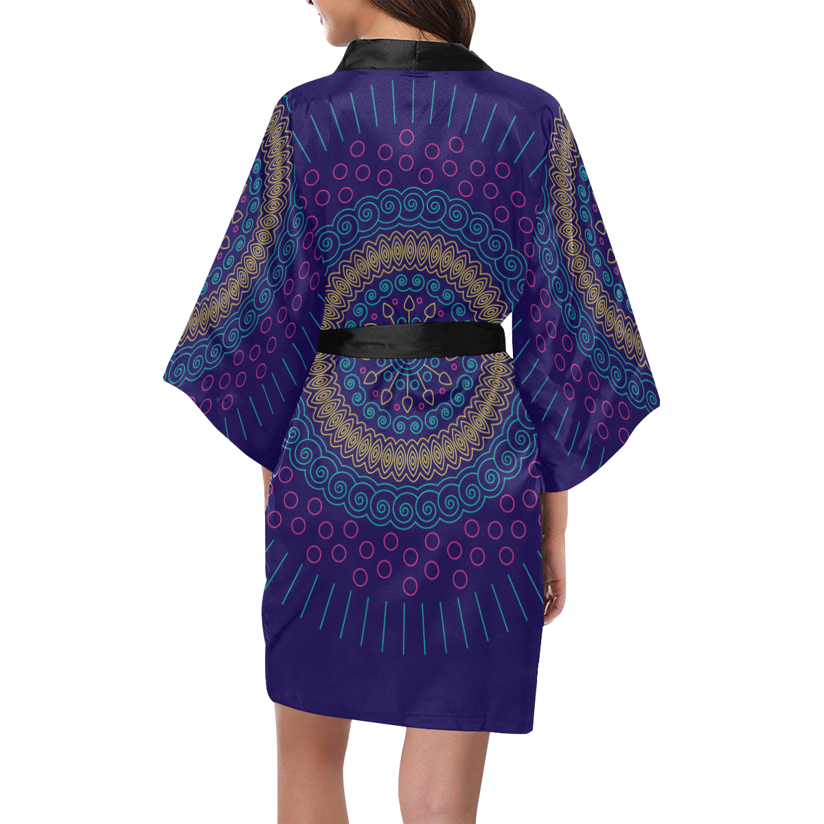 Blue Round Mandalas Kimono Robe