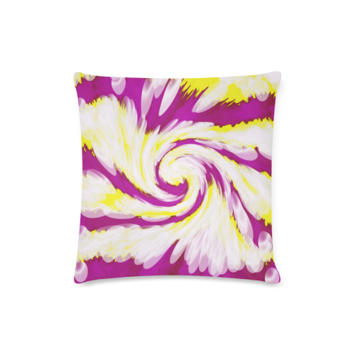 Pink Yellow Tie Dye Swirl Abstract Custom Zippered Pillow Case 16"x16"(Twin Sides)