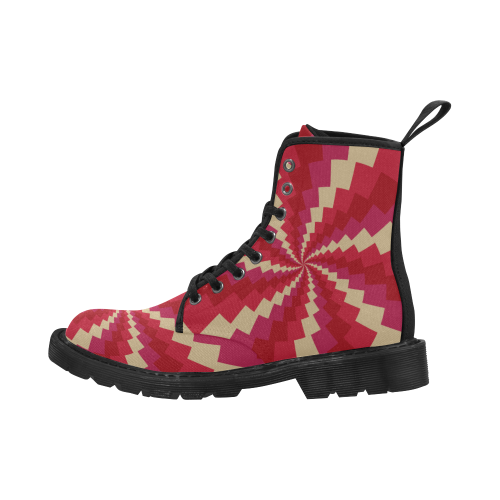 Pink red wave Martin Boots for Women (Black) (Model 1203H)