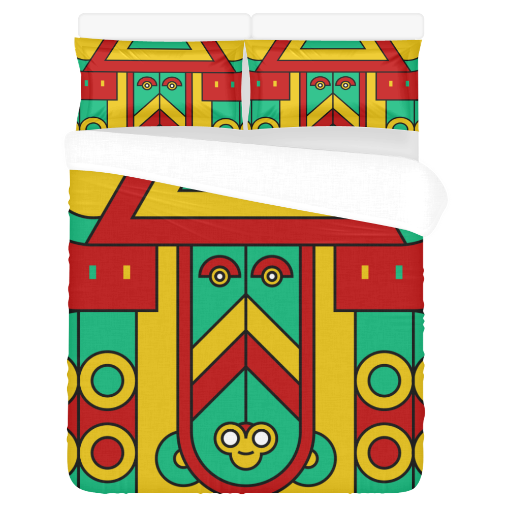 Aztec Spiritual Tribal 3-Piece Bedding Set