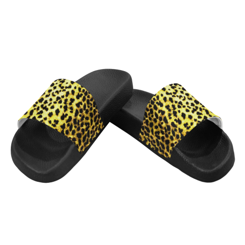 LEOPARD print faux fur Men's Slide Sandals (Model 057)