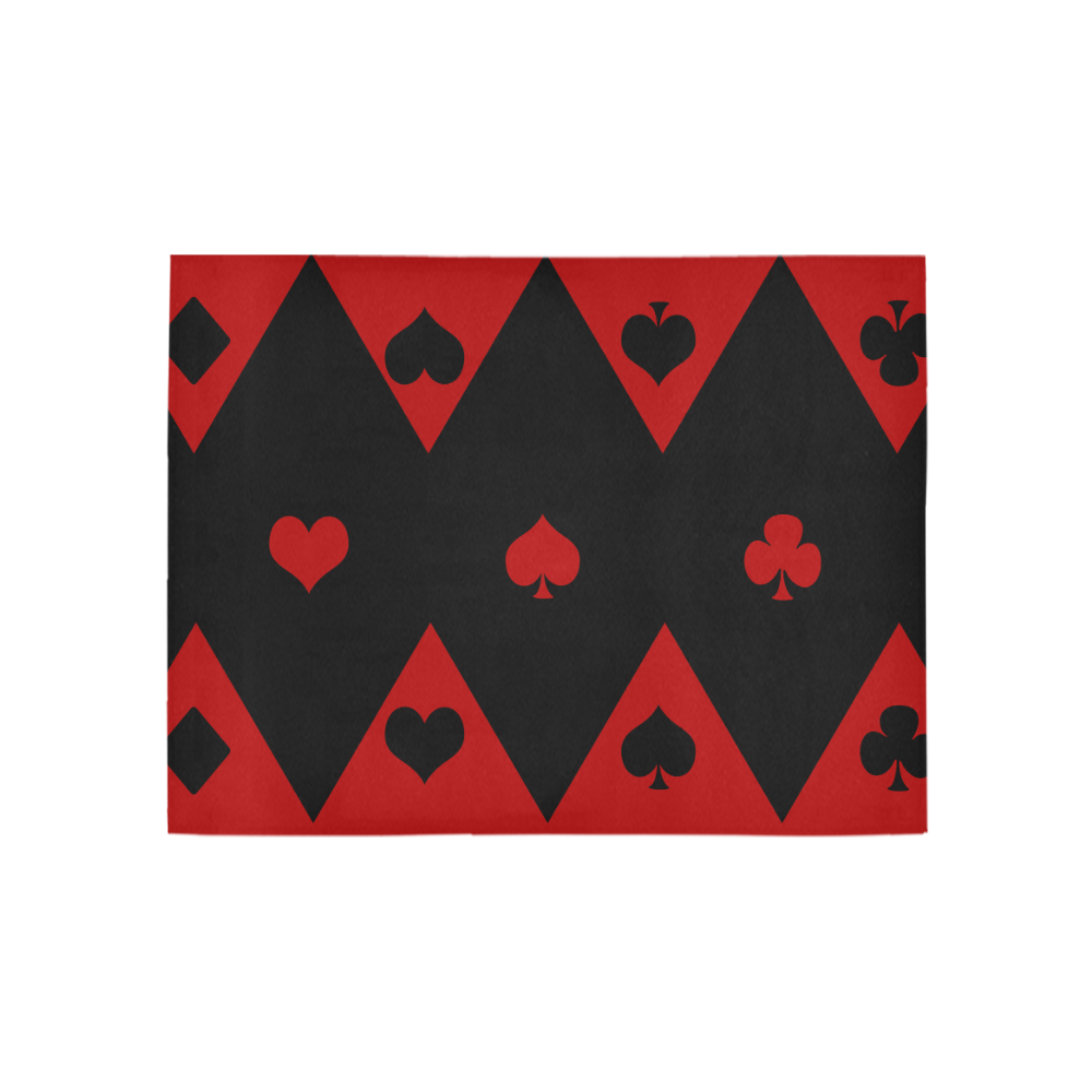 Black and Red Playing Card Shapes Area Rug 5'3''x4'