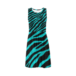 Ripped SpaceTime Stripes - Cyan Sleeveless Ice Skater Dress (D19)