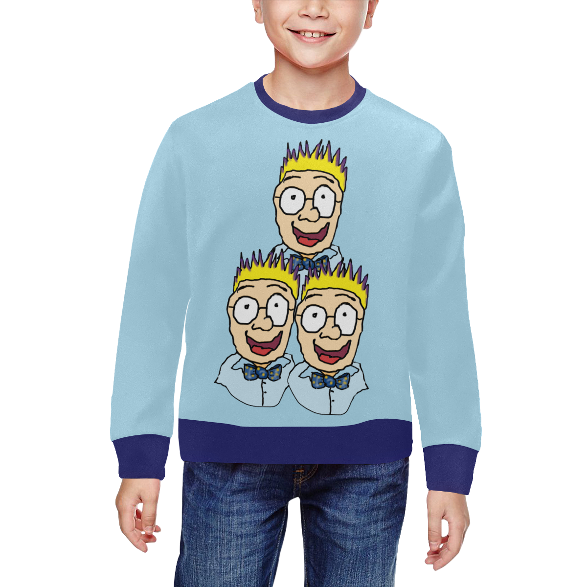 Funny Nerd All Over Print Crewneck Sweatshirt for Kids (Model H29)