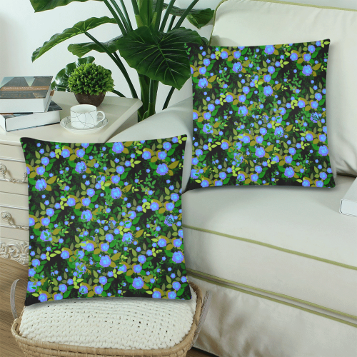 blue luminescent roses Custom Zippered Pillow Cases 18"x 18" (Twin Sides) (Set of 2)
